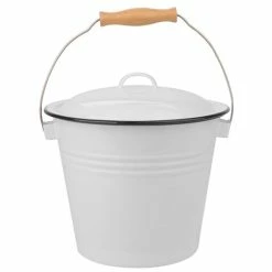 Falcon - Enamel Bucket With Lid White & Black 5L