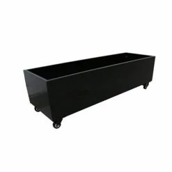 Enchanted Garden - Metal Planter Medium Wheels Black