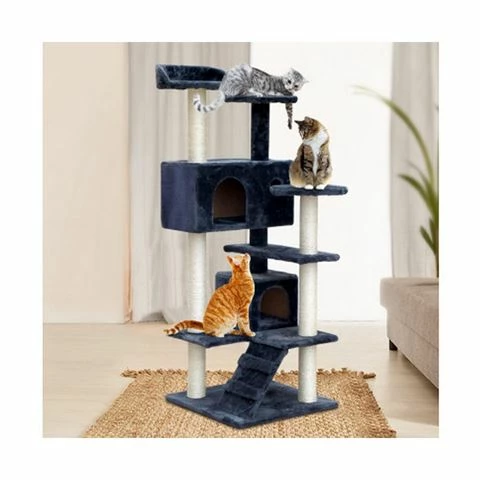 Pawfection - I.Pet Cat Tree 134cm Tower Condo House Grey 1 Pawfection - I.Pet Cat Tree 134cm Tower Condo House Grey
