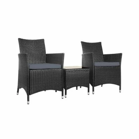 Exterieur Outdoor - Gardeon 3pc Outdoor Furniture Set Black 1 Exterieur Outdoor - Gardeon 3pc Outdoor Furniture Set Black