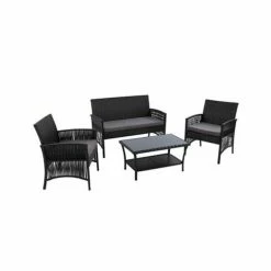Exterieur Outdoor - Gardeon Outdoor Furniture Set 4pc Black
