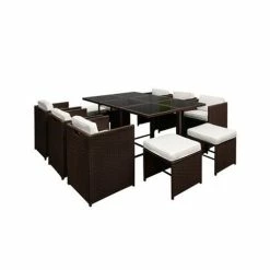 Exterieur Outdoor - Gardeon Outdoor Dining Set Brown 11pc