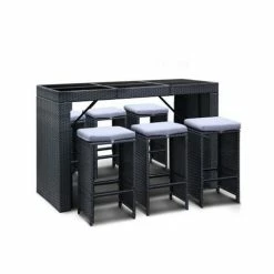 Exterieur Outdoor - Gardeon Outdoor Dining Table Black 7pc