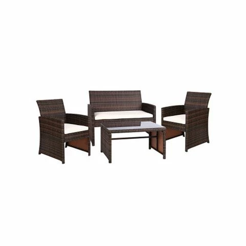 Exterieur Outdoor - Gardeon Outdoor Setting Brown 4pc 1 Exterieur Outdoor - Gardeon Outdoor Setting Brown 4pc