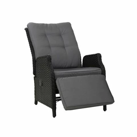 Exterieur Outdoor - Gardeon Recliner Chair Wicker Black 1 Exterieur Outdoor - Gardeon Recliner Chair Wicker Black