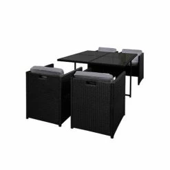 Comida Dining - Gardeon 5 Piece Outdoor Dining Set Black