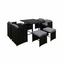 Comida Dining - Gardeon 9 Piece Outdoor Dining Set Black