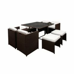 Comida Dining - Gardeon 9 Piece Outdoor Dining Set Brown