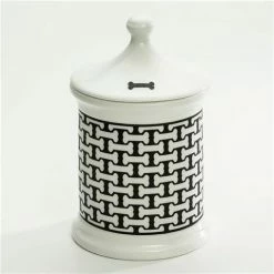 Halcyon Days - Bone Trellis Treat Jar Black Large