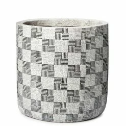Coastal Home - Checker Ceramic Pot Black & White 19cm