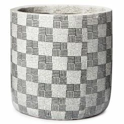 Coastal Home - Checker Ceramic Pot Black & White 24cm