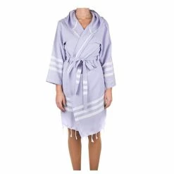 Lalay - Cotton Hooded Bathrobe Large Lilac