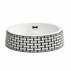 Halcyon Days - Bone Trellis Low Bowl Black Medium